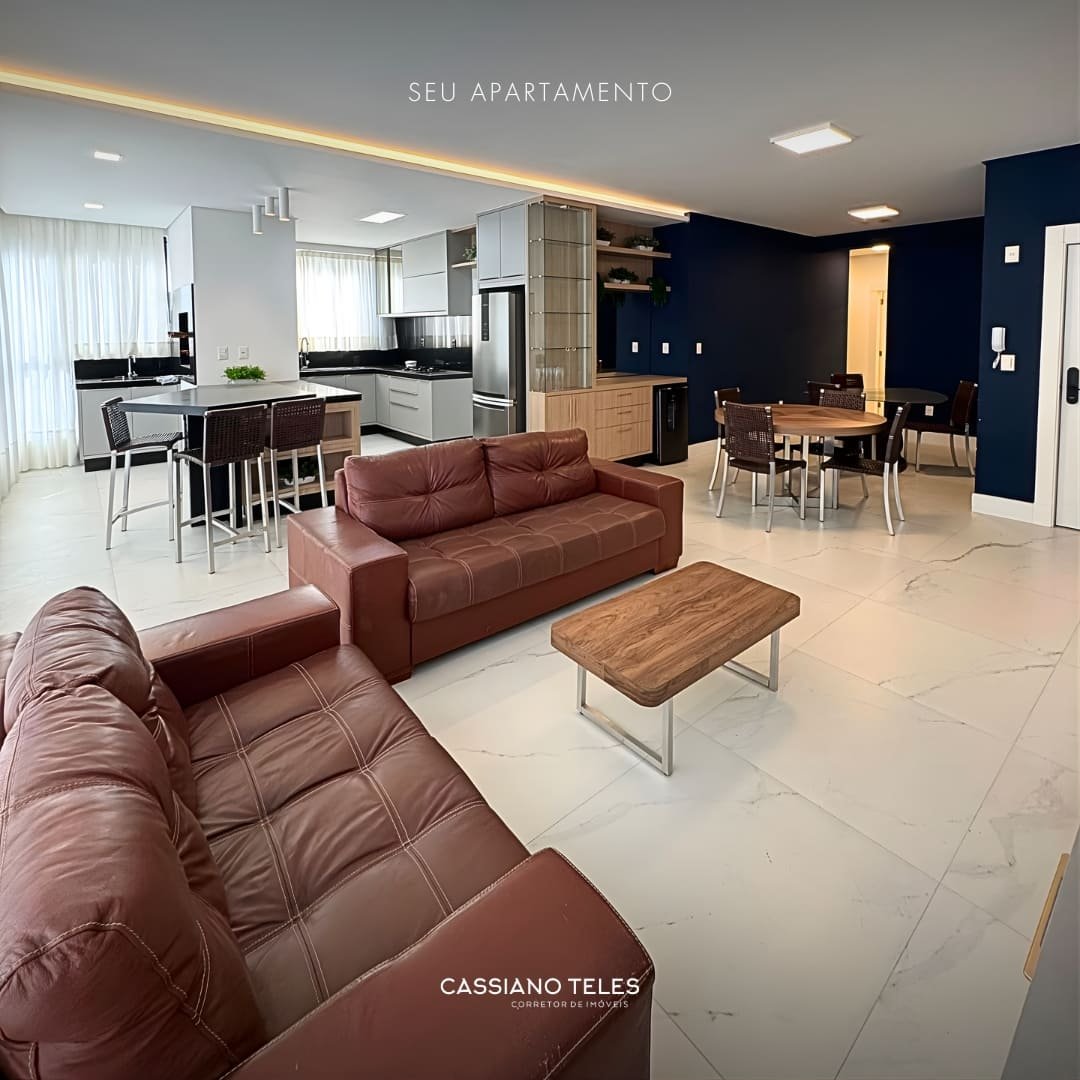 Living integrado do apartamento à venda Itapema no Carmel Residence, com espaço amplo e iluminação natural.