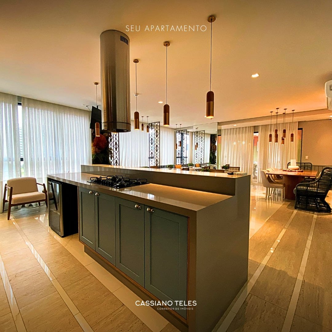 Salão de festas decorado no empreendimento Carmel Residence Itapema.