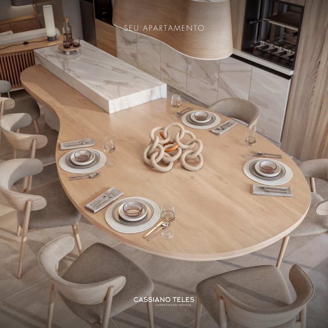 Cozinha do apartamento à venda no Vellum em Porto Belo, com layout moderno e integração com a área social.