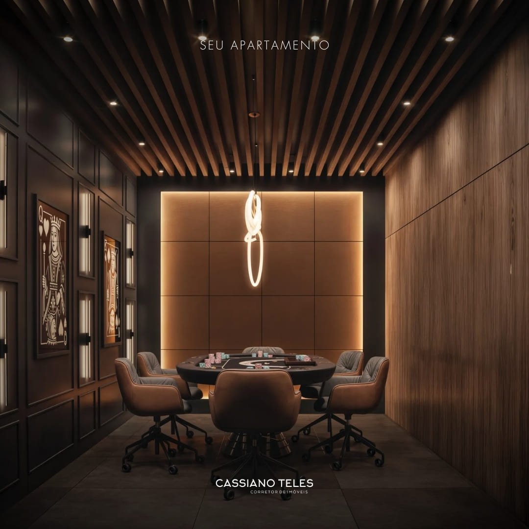 Salão de jogos do Vellum em Porto Belo, espaço de lazer moderno e pensado para momentos de diversão em família.