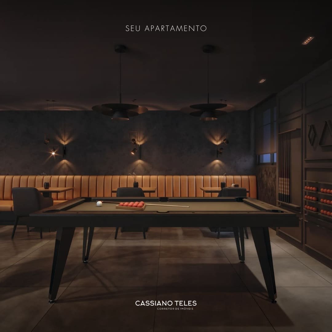 Salão de jogos do Vellum em Porto Belo, espaço de lazer moderno e pensado para momentos de diversão em família.