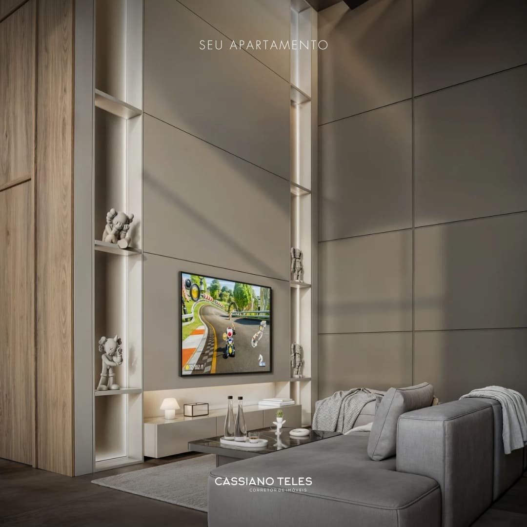 Salão de jogos do Vellum em Porto Belo, espaço de lazer moderno e pensado para momentos de diversão em família.