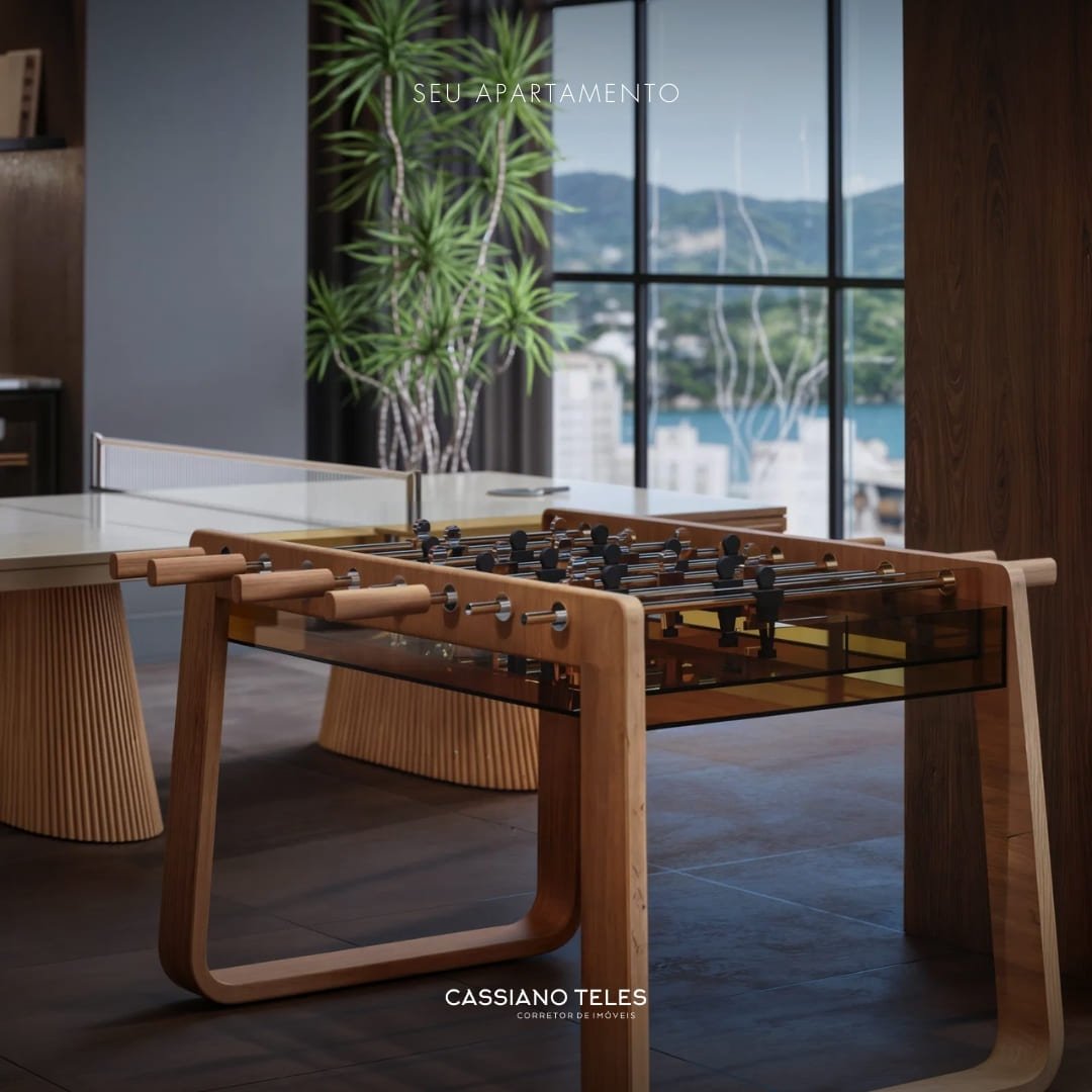 Salão de jogos do Vellum em Porto Belo, espaço de lazer moderno e pensado para momentos de diversão em família.